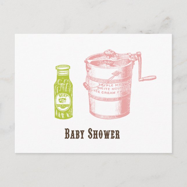 Invitación a Baby Shower de crema de hielo y polli (Anverso)