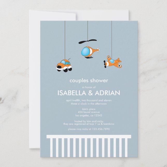 Invitación a Baby Shower de Crib Mobile (Anverso)