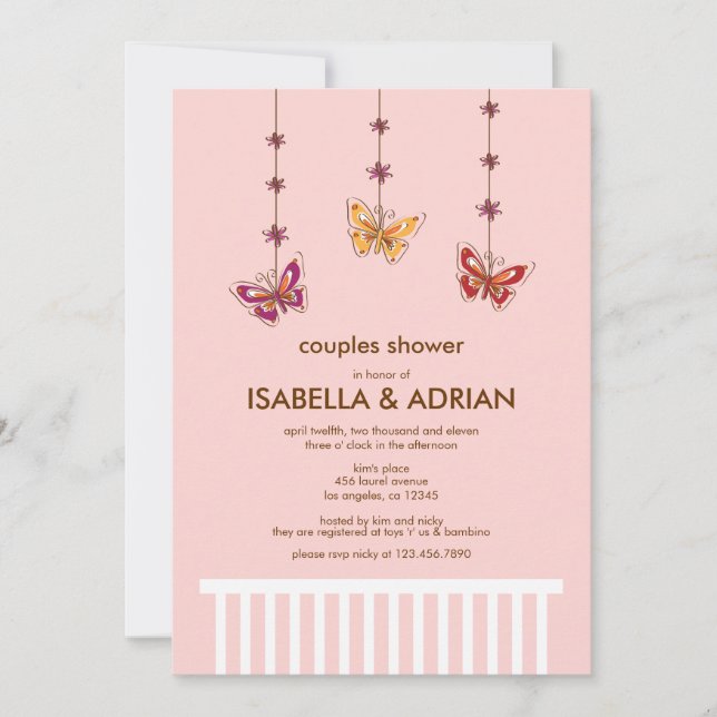 Invitación a Baby Shower de Crib Mobile (Anverso)