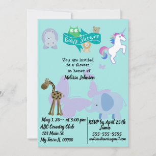 Invitación a Baby Shower de critters y mariposas