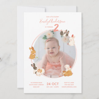 Invitación a Baby Shower de cumpleaños de Conejo C