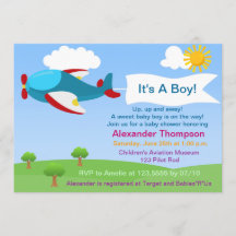 Invitación a Baby Shower de Cute Airplane Boy