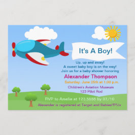 Invitación a Baby Shower de Cute Airplane Boy
