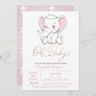 Invitación a Baby Shower de Cute Baby Elephant Dot