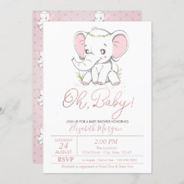 Invitación a Baby Shower de Cute Baby Elephant Dot