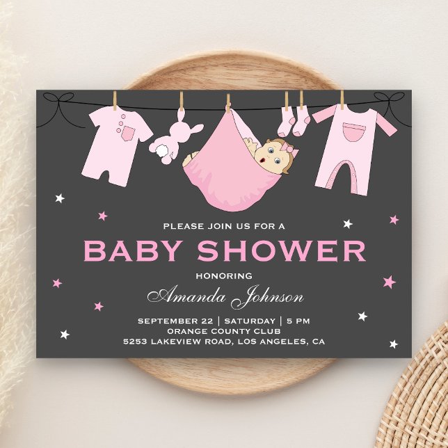 Invitación a Baby Shower de Cute Baby Girl (Subido por el creador)