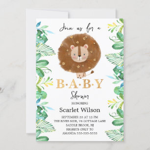Invitación a Baby Shower de Cute Baby Lion King