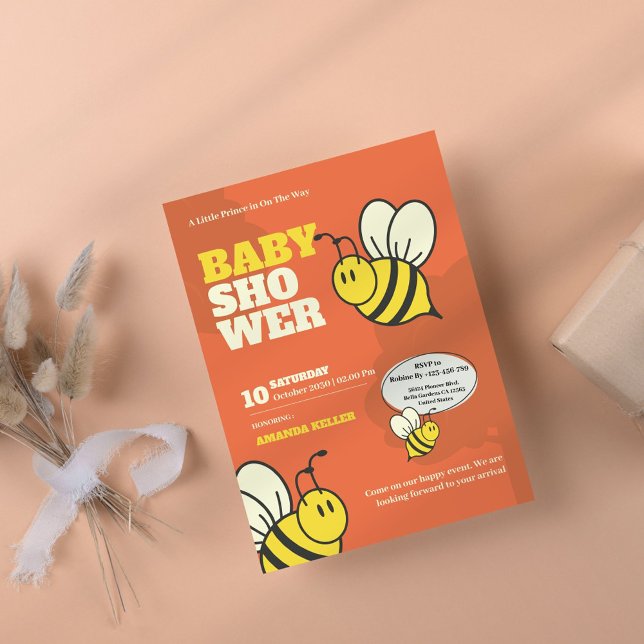 Invitación a Baby Shower de Cute Bee (Subido por el creador)