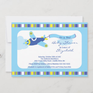 Invitación a Baby Shower de Cute Blue Airplane Boy