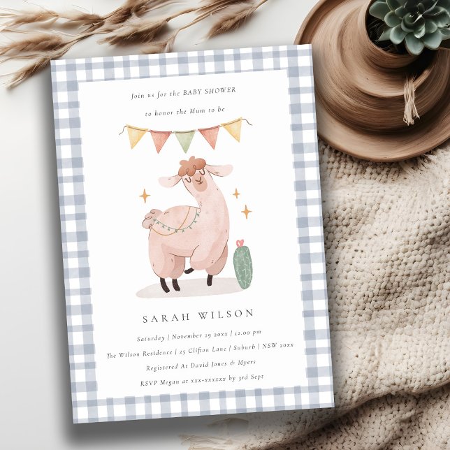 Invitación a Baby Shower de Cute Blue Cactus Boho  (Subido por el creador)