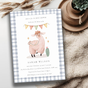 Invitación a Baby Shower de Cute Blue Cactus Boho 