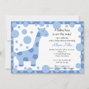 Invitación a Baby Shower de Cute Blue Giraffe Boy