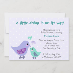 Invitación a Baby Shower de Cute Blue & Purple Bir