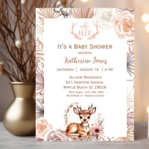 Invitación a Baby Shower de Cute Boho Deer