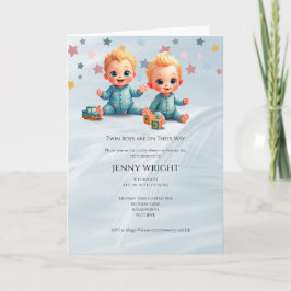 Invitación a Baby Shower de Cute Boy Twins