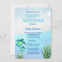 Invitación a Baby Shower de Cute Boys Sea Turtles