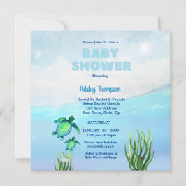 Invitación a Baby Shower de Cute Boys Sea Turtles