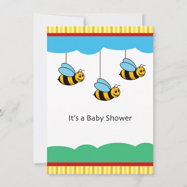 Invitación a Baby Shower de Cute Bumblebees (Reverso)