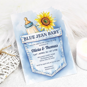Invitación a Baby Shower de Cute Denim Blue Jean