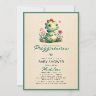 Invitación a Baby Shower de Cute Dinosaur Preggosa