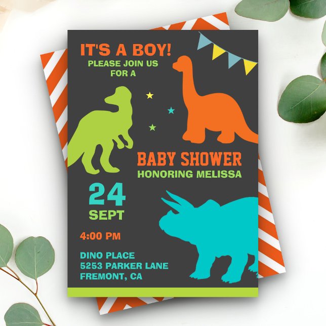 Invitación a Baby Shower de Cute Dinosaur Silhouet (Subido por el creador)