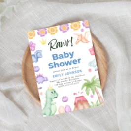 Invitación a Baby Shower de Cute Dinosaurs Boy