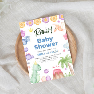 Invitación a Baby Shower de Cute Dinosaurs Boy