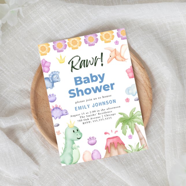 Invitación a Baby Shower de Cute Dinosaurs Boy (Subido por el creador)