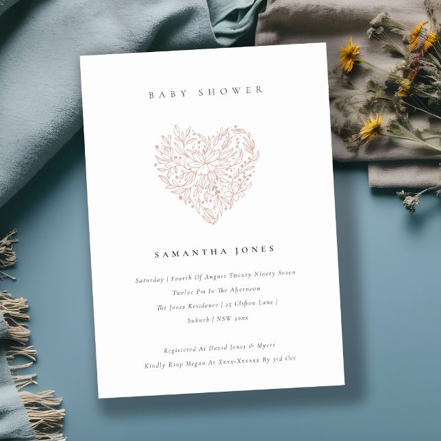Invitación a Baby Shower de Cute Dusky Rubor Flora (Subido por el creador)