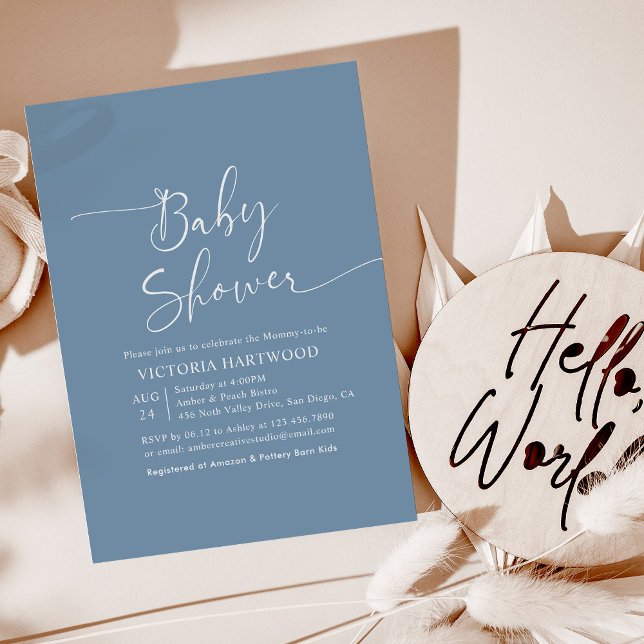 Invitación a Baby Shower de Cute Dusty Blue Boy (Subido por el creador)