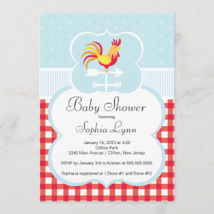 Invitación a Baby Shower de Cute Farm Roaster