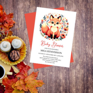 Invitación a Baby Shower de Cute Fox Floral