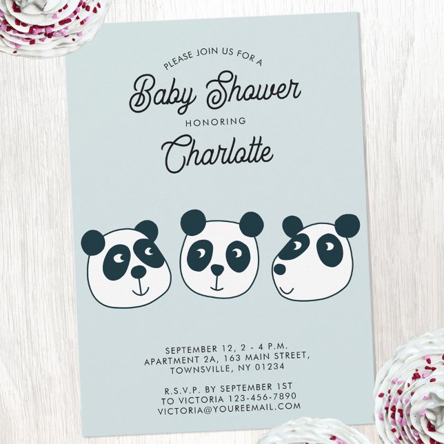 Invitación a Baby Shower de Cute Giant Panda Bear (Cute personalized custom text Panda Bear baby shower invitation)