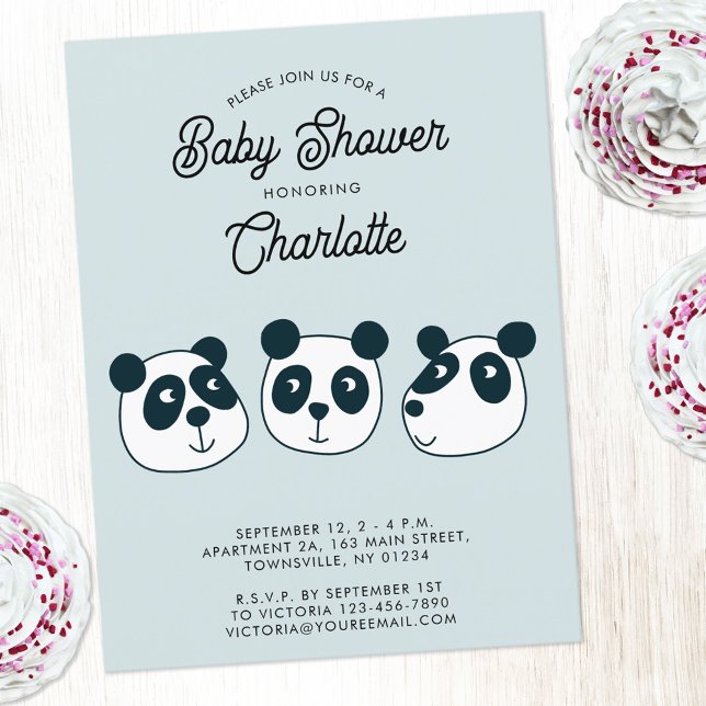 Invitación a Baby Shower de Cute Giant Panda Bear (Cute personalized custom text Panda Bear baby shower invitation)
