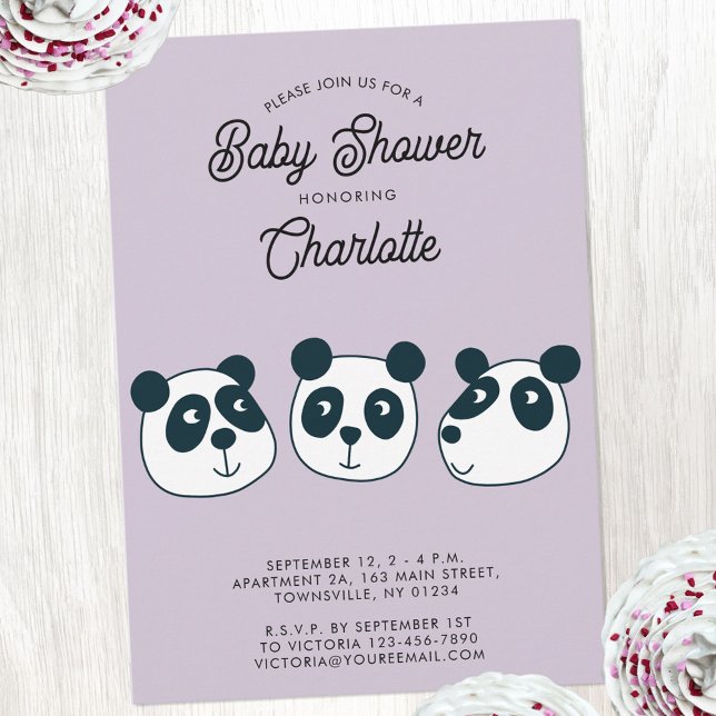 Invitación a Baby Shower de Cute Giant Panda Bear (Cute personalized custom text Panda Bear baby shower invitation)