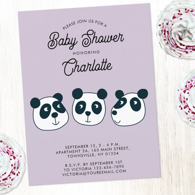 Invitación a Baby Shower de Cute Giant Panda Bear (Cute personalized custom text Panda Bear baby shower invitation)