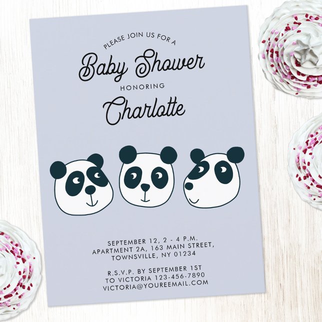 Invitación a Baby Shower de Cute Giant Panda Bear (Cute Panda Bear baby shower invitation postcard)