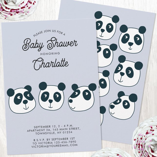 Invitación a Baby Shower de Cute Giant Panda Bear (Cute Panda Bear gender neutral baby shower invitation)