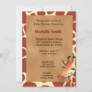 Invitación a Baby Shower de Cute Giraffe