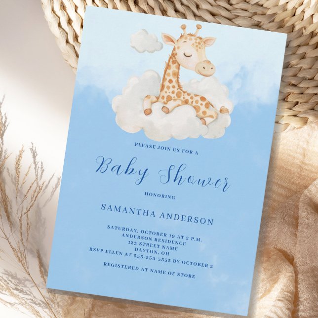 Invitación a Baby Shower de Cute Giraffe Boy (Subido por el creador)