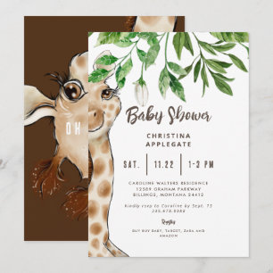 Invitación a Baby Shower de Cute Giraffe Brown