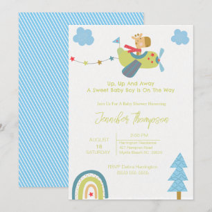 Invitación a Baby Shower de Cute Giraffe Pilot