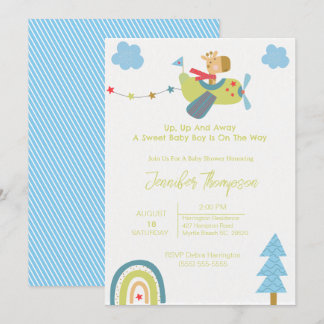 Invitación a Baby Shower de Cute Giraffe Pilot