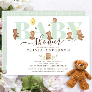 Invitación a Baby Shower de Cute Honey Bear