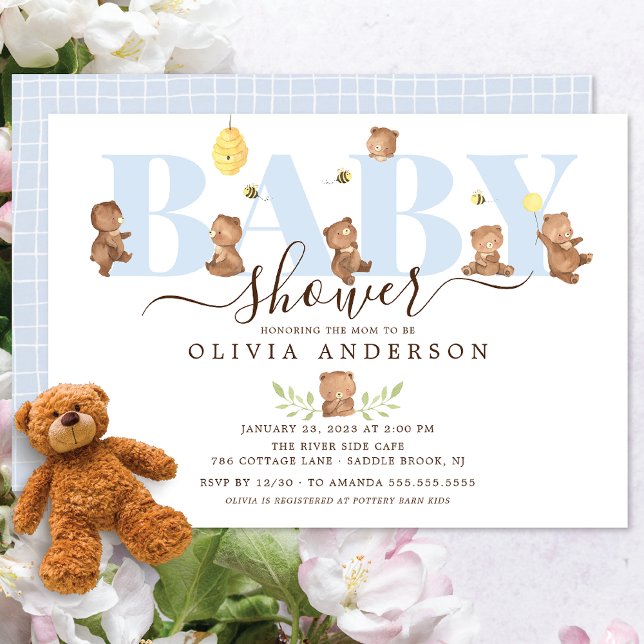 Invitación a Baby Shower de Cute Honey Bear (Subido por el creador)