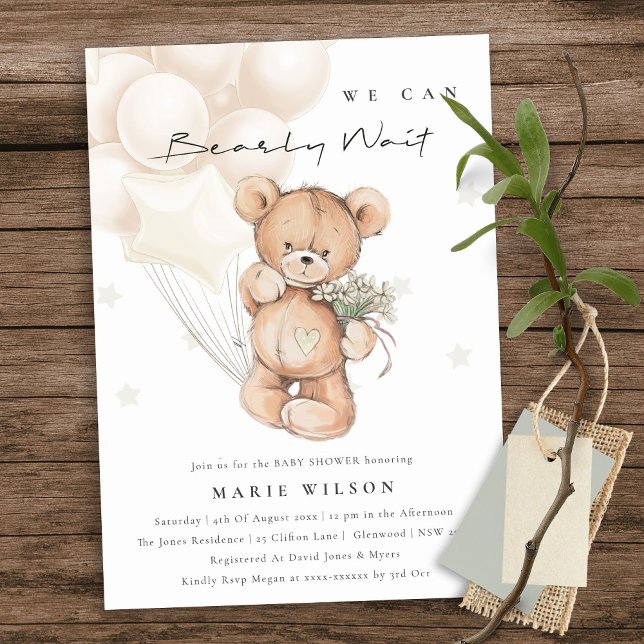 Invitación a Baby Shower de Cute Ivory Bearly Wait (Subido por el creador)