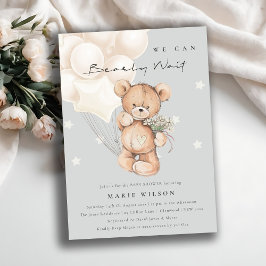 Invitación a Baby Shower de Cute Ivory Bearly Wait
