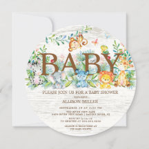 Invitación a Baby Shower de Cute Jungle Safari