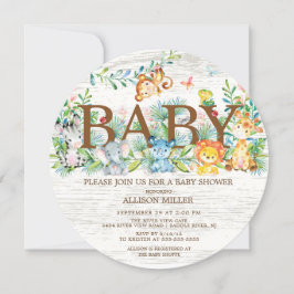 Invitación a Baby Shower de Cute Jungle Safari