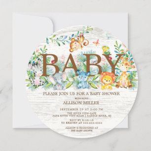 Invitación a Baby Shower de Cute Jungle Safari